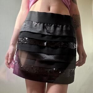 Vintage Bebe Party Sequin Mini Skirt XXS Y2K Silk NYE Clubbing 2000s Party Girly